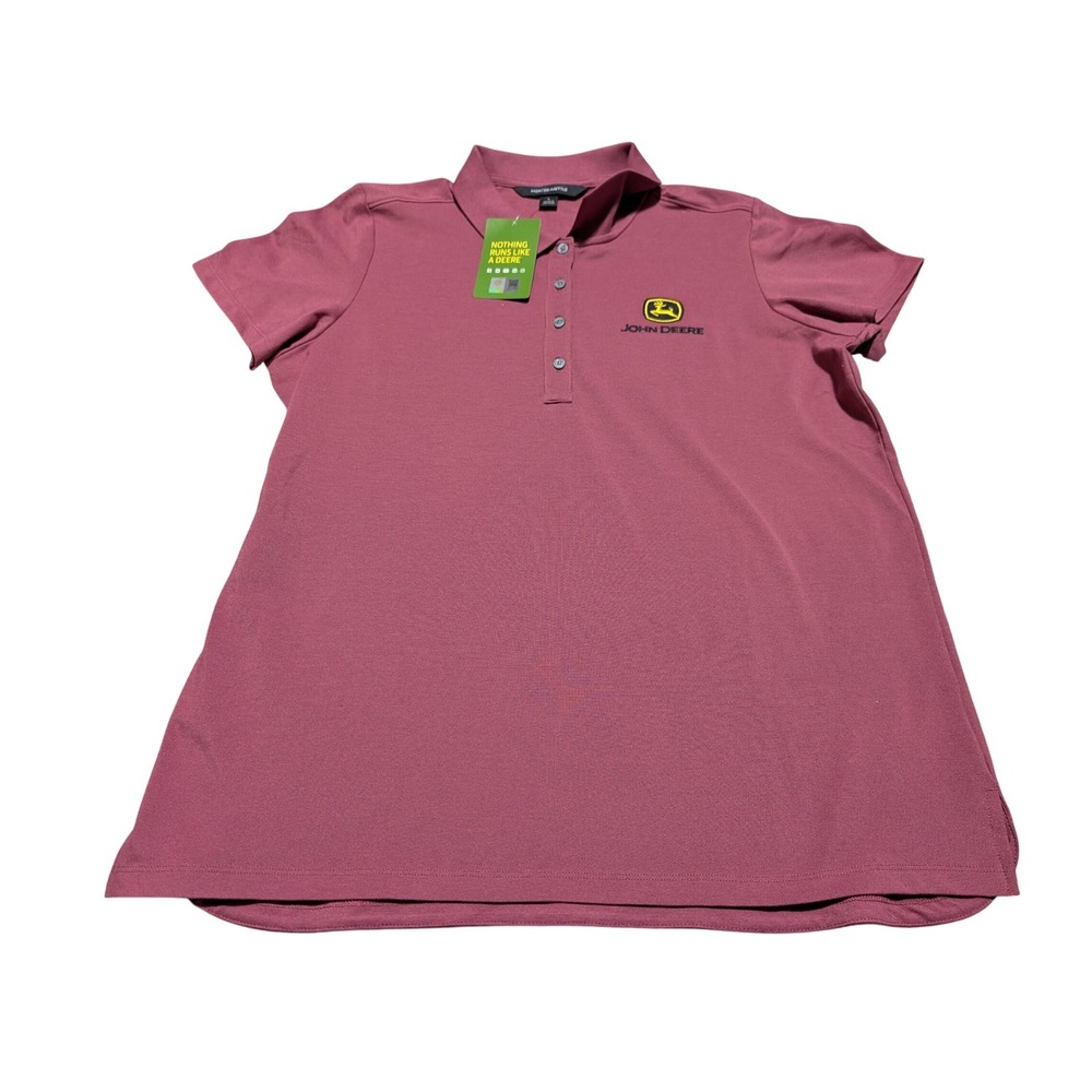 John Deere Mercer + Mettle Polo Shirt Mens Large Burgundy Short Sleeve SCU003030